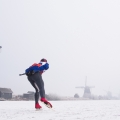 Schaatsen langs de molens van Kinderdijk, Zuid-Holland